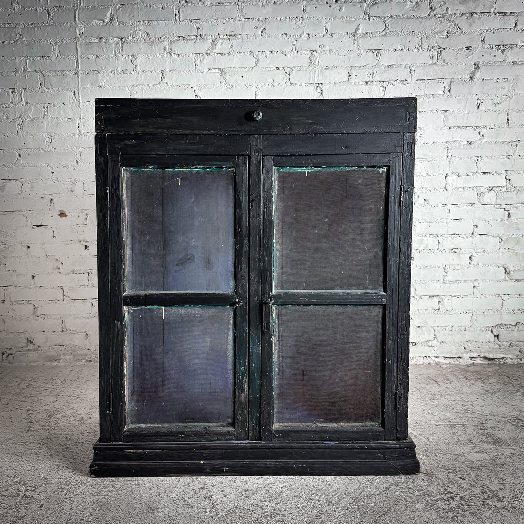 Antique Campesino Dark Wood Bin Cabinet