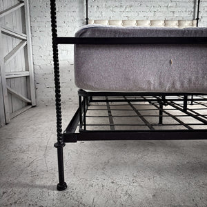 Evos Traditional Queen Ebonized Iron + Linen Bed