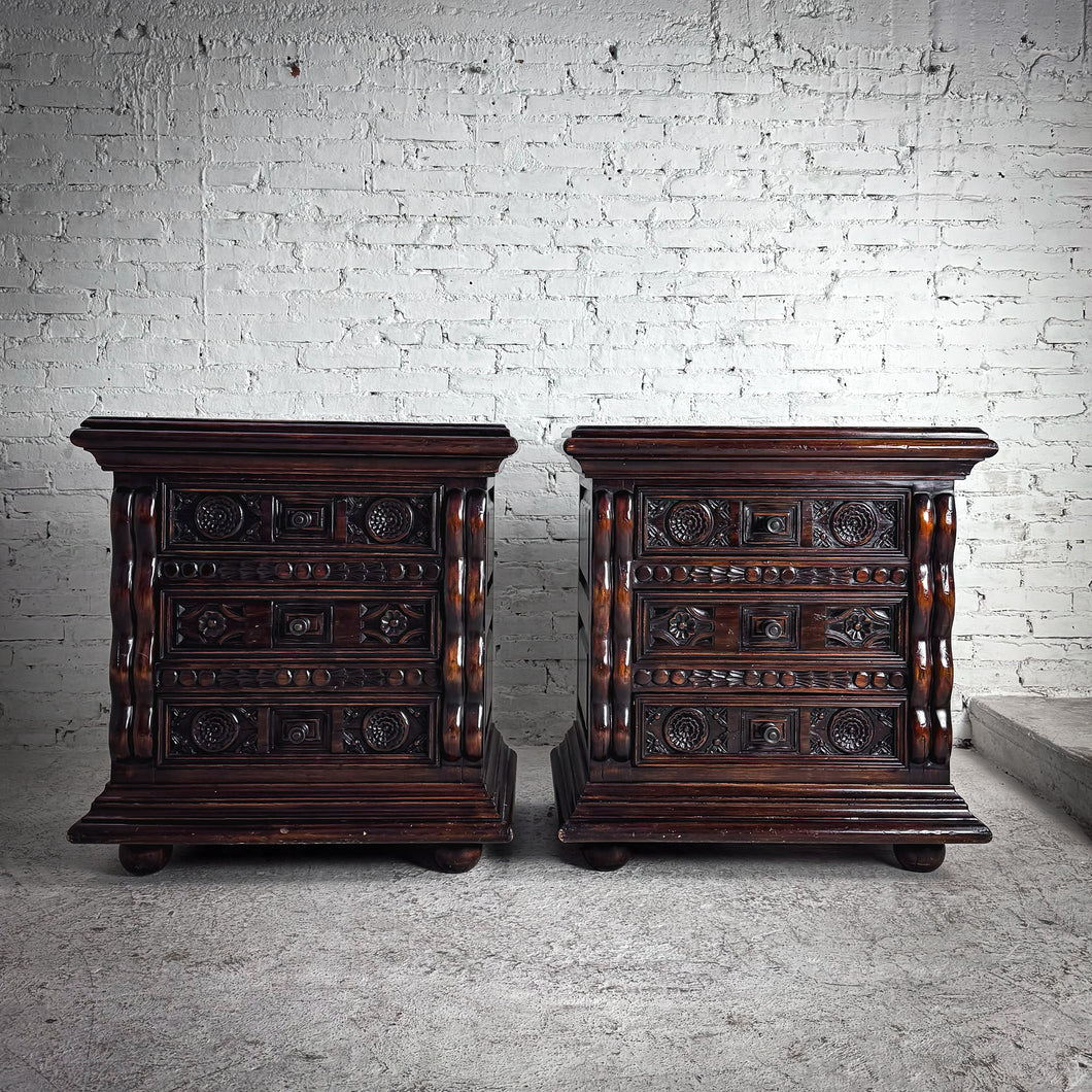 Set of 2 Manuel Padron Hand Carved Nightstand