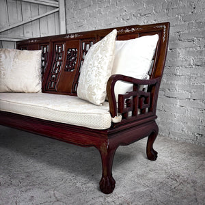 Mid 20th Century Qing Style Carved Rosewood Sofa