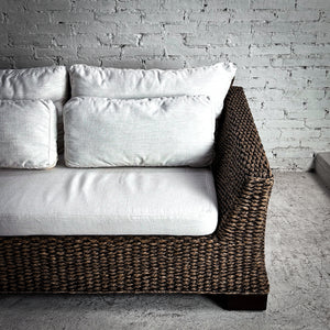 2000's Vannor Linen Rattan Loveseat