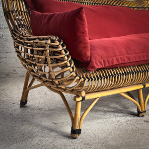 Vintage Boho Natural Rattan Sofa