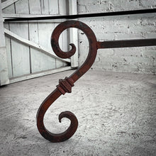 Load image into Gallery viewer, Traditional Oxidized Iron &amp; Glass Cocktail Table
