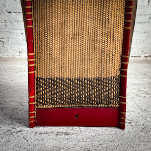 Mid Century African Tribal Woven Rattan Drum