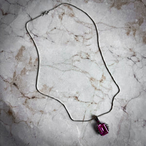 Vintage Art Deco Sterling Silver Pink Sapphire Necklace