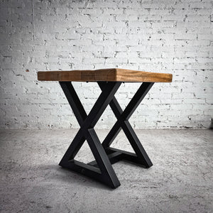 Rustic Contemporary Natural Wood & Metal Side Table