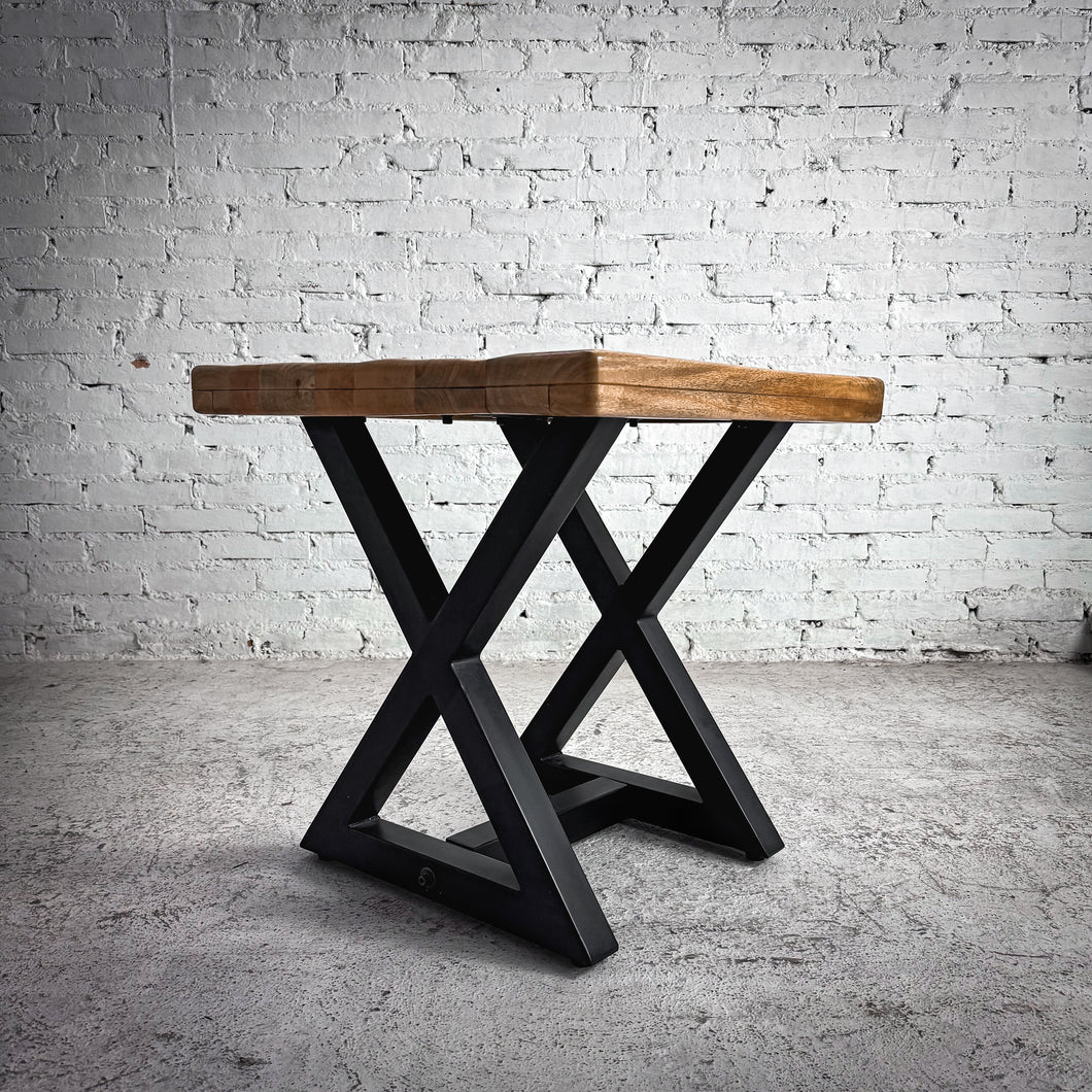 Rustic Contemporary Natural Wood & Metal Side Table