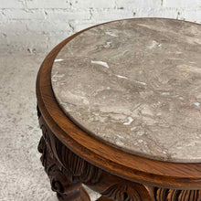 Load image into Gallery viewer, Renaissance Revival Style Marble-Top Carved Wood Accent Table
