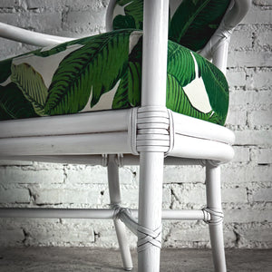 McGuire Palm Beach White Lacquer Cane Accent Chair