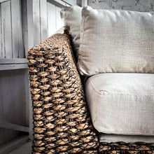 Load image into Gallery viewer, 2000&#39;s Vannor Linen Rattan Sofa
