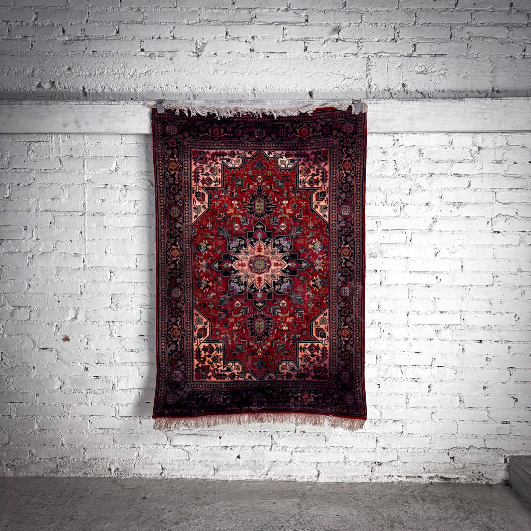 Heriz Wool Accent Persian Knotted Rug