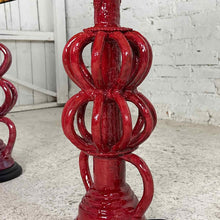 Load image into Gallery viewer, Pair Red Sculptural Ceramic Table Lamps
