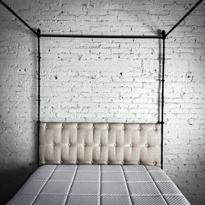 Evos Traditional Queen Ebonized Iron + Linen Bed