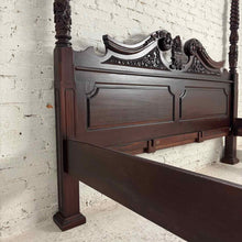 Load image into Gallery viewer, King Mahogany Rococo Canopy Bed Frame
