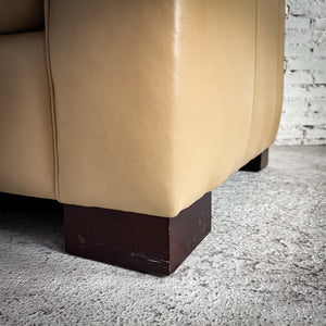 Robert Allen Classic Leather Beige Club Chair