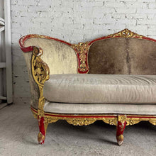 Load image into Gallery viewer, Louis XV Style Hide and Fabric Settee
