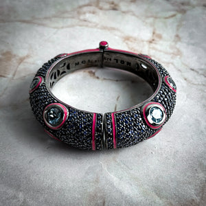 Matthew Campbell Laurenza Contemporary Enamel Sterling Silver Clamper Bracelet