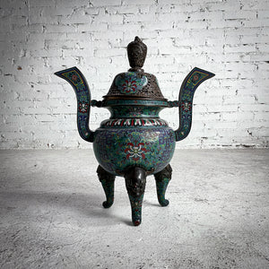 Qing Dynasty Cloisonne Bronze Incense Burner Container