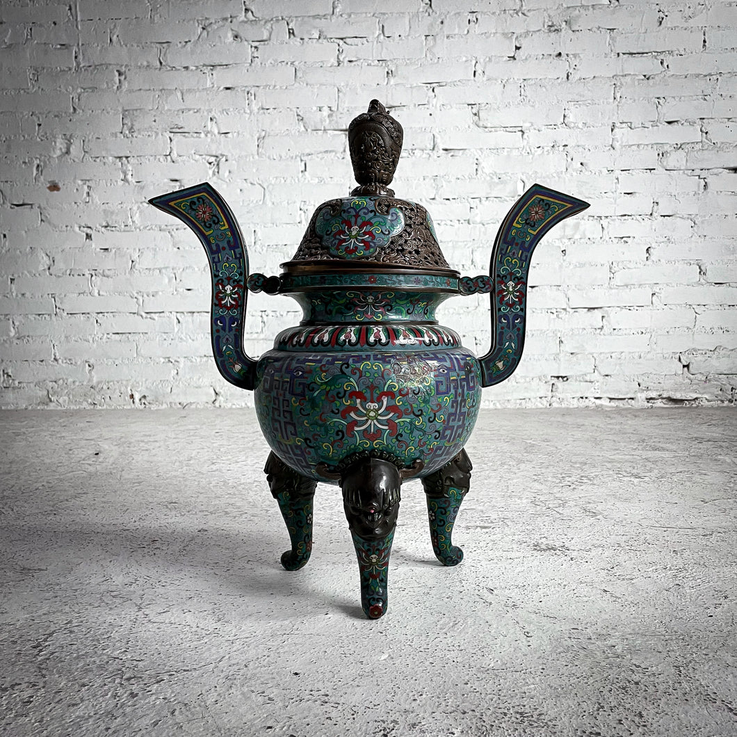 Qing Dynasty Cloisonne Bronze Incense Burner Container