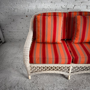 Coastal Ivory Wicker Sofa