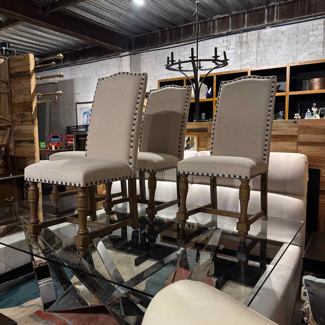 Set of 8 French Beige Fabric Dining Chair