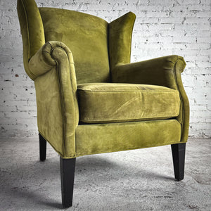 Transitional Fabric Wood Wingback Chair
