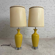 Load image into Gallery viewer, Pair of Mid-Century Yellow Baluster Lamps
