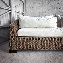 Load image into Gallery viewer, 2000&#39;s Vannor Linen Rattan Sofa
