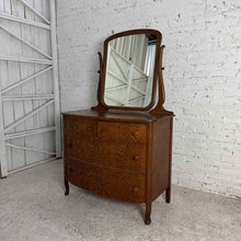 Load image into Gallery viewer, Antique Tiger Oak Bow Dresser

