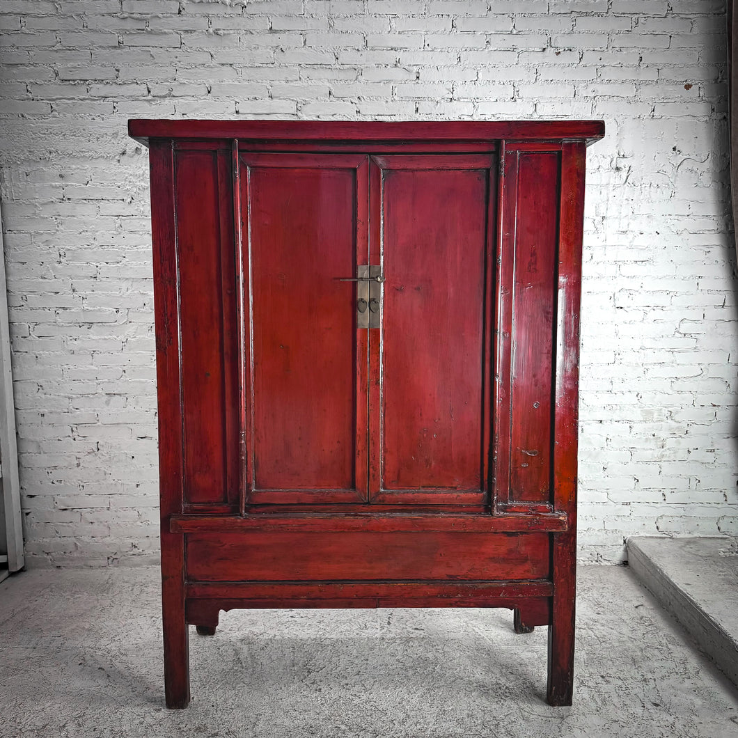 Antique Chinese Lacquered Elm Wood Altar Cabinet
