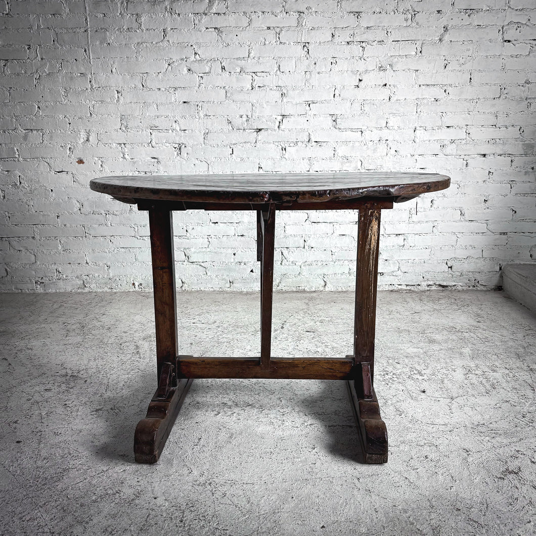 19th Century French Provincial Tilt Top Oak Accent Table