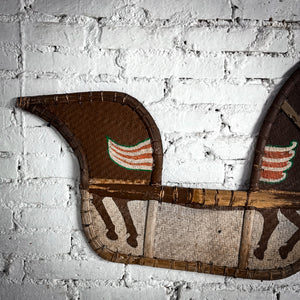 Single Southeast Asian Woven Painted Bamboo Horse Wall Decor