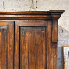 Load image into Gallery viewer, Neoclassical Stained Pine Armoire Cabinet
