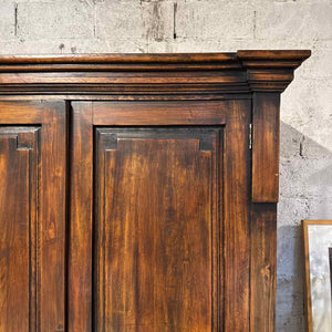 Neoclassical Stained Pine Armoire Cabinet