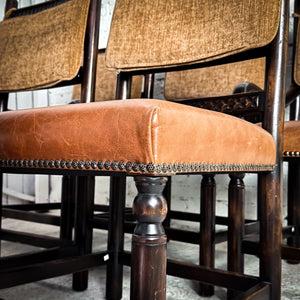 Set of 6 Evos W-64 Leather Alder Dining Chair