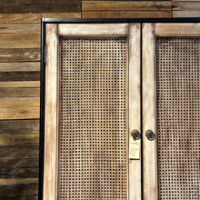 Load image into Gallery viewer, Eclectic Cane &amp; Wood Storage Cabinet

