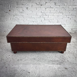 Campaign Leather Clad Cocktail Table