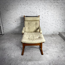 Load image into Gallery viewer, Scandinavian Bentwood Cream Lounge Chair &amp; Ottoman
