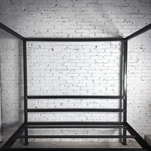 Industrial King Black Metal Bed
