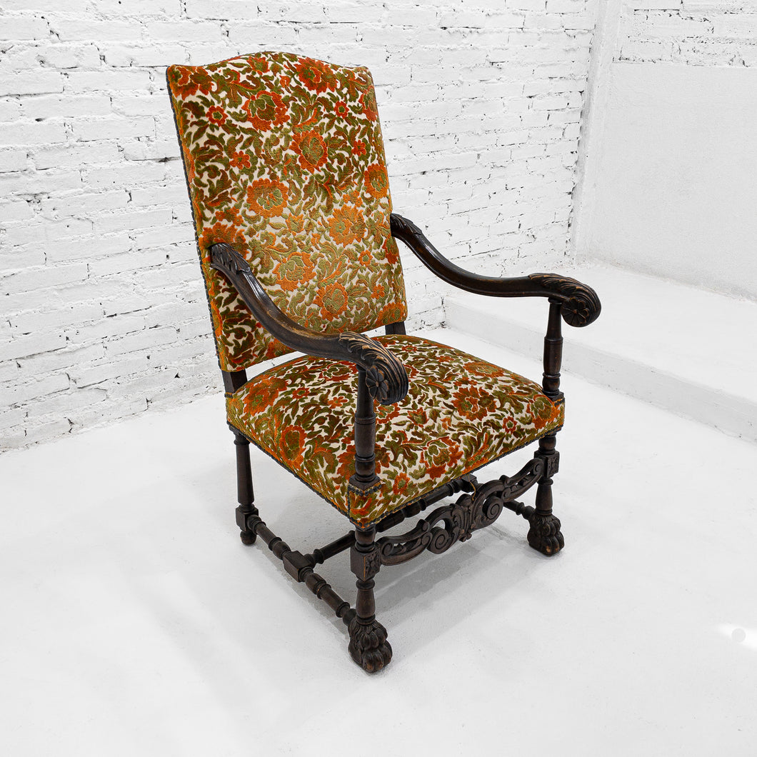 19th Century Georgian Damask Chenille Armchair
