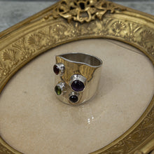 Load image into Gallery viewer, New Contemporary Sterling Silver Mexico Amethyst &amp; Peridot Ring
