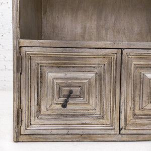 Contemporary Silver Leaf Wood Cabinet