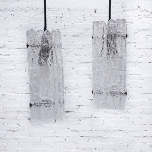 Set of 2 1970's Orrefors Textured Glass Lantern Pendant Light