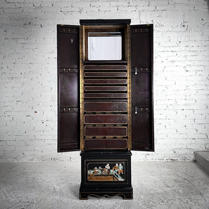 Tall Chinoiserie Painted Jewelry Cabinet