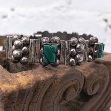 Load image into Gallery viewer, Vintage Taxco Sterling Mexican Green Onyx Bracelet
