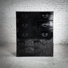 Load image into Gallery viewer, Taisho Period (1912-1926) Black Lacquer Japanese Cedar Chest of Drawers
