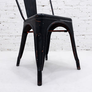 Set of 4 Vintage Industrial Blackened Steel Dining Chair
