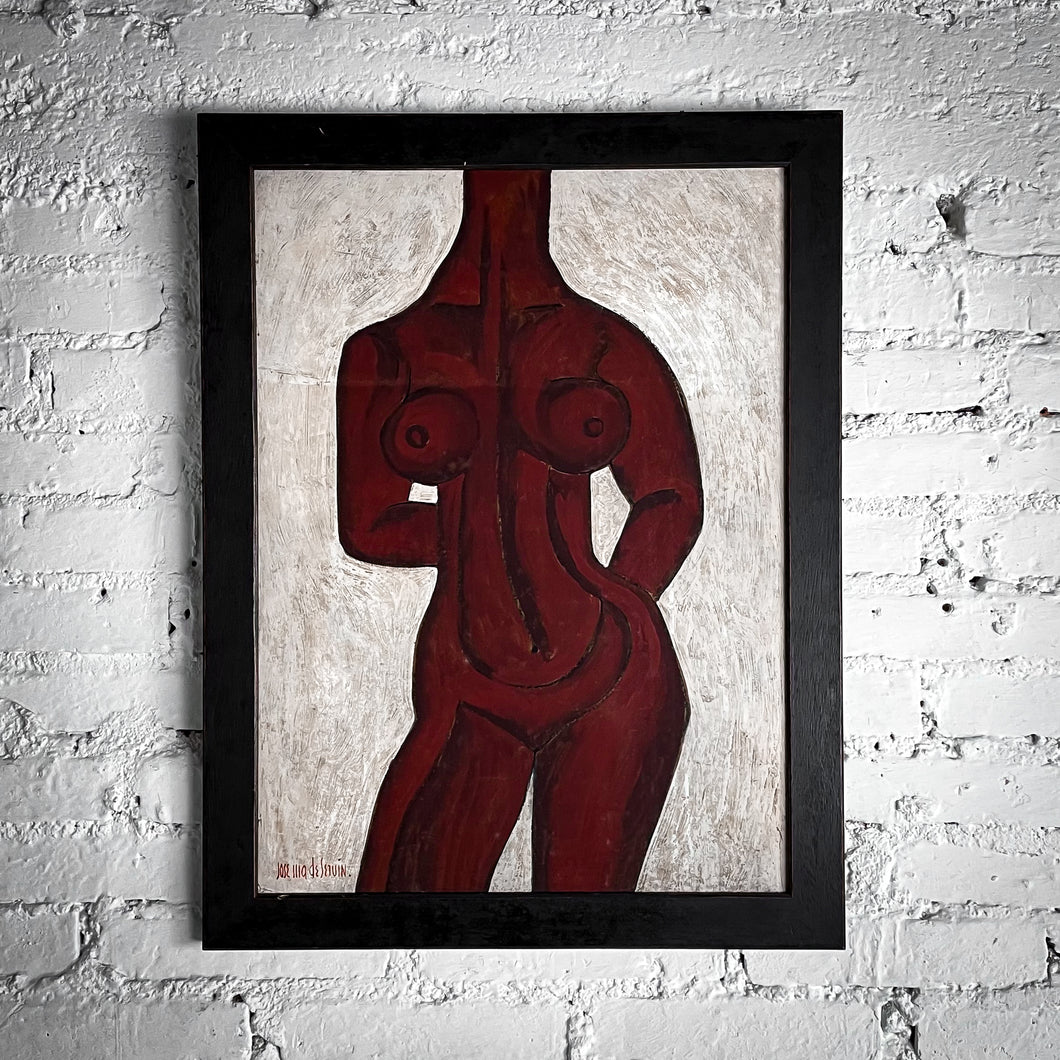 Jose Illa Desetvin Figurative Abstract Oil Board Nude Painting