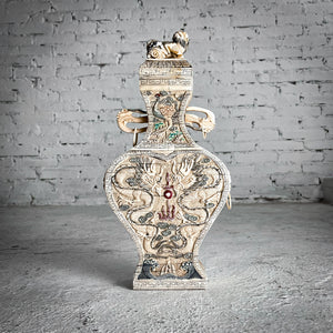 19th Century Chinese Hand Carved Bone Urn Asian Arts