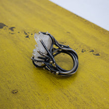Load image into Gallery viewer, Andrea Arisiaga Brutalist Silver Quartz Ring

